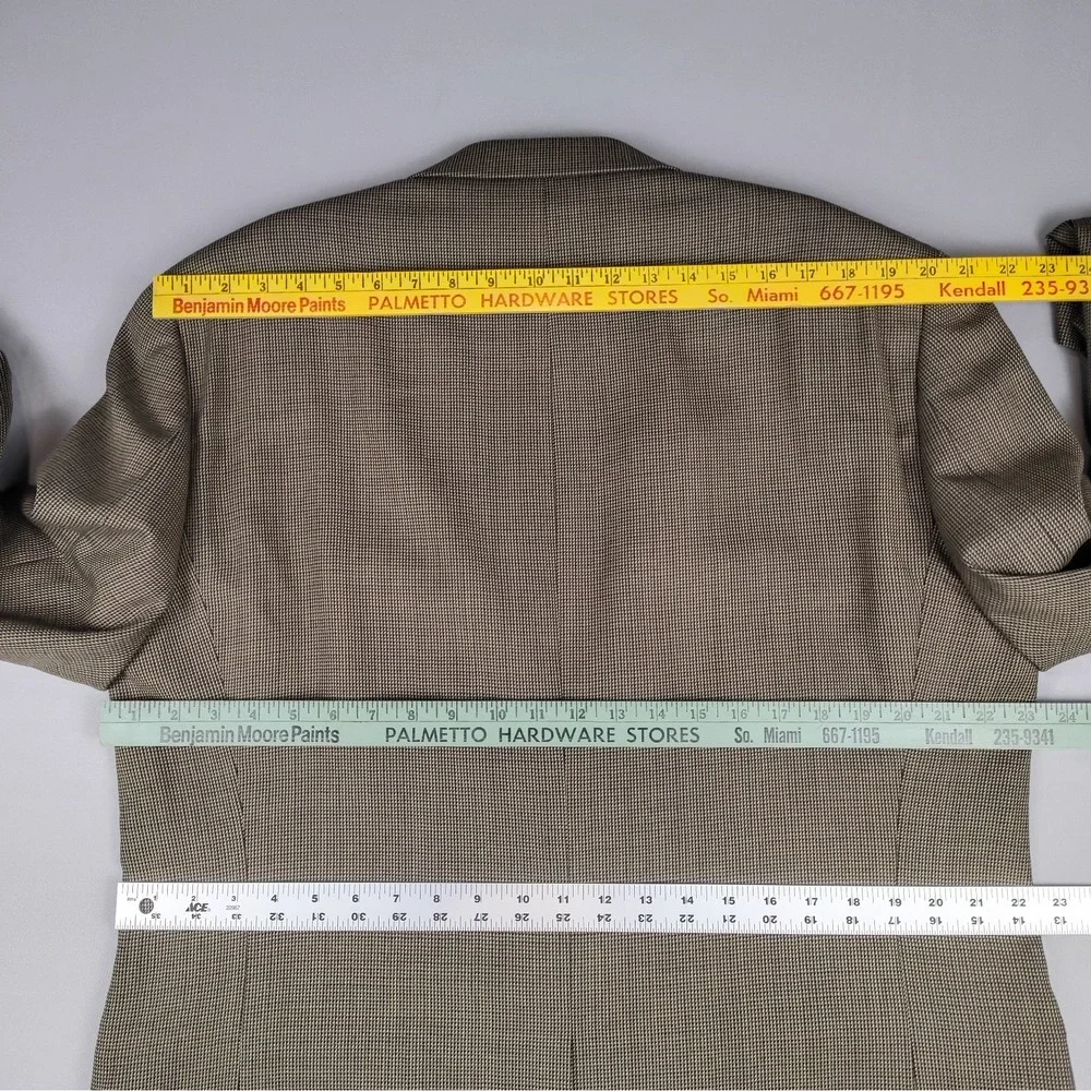 Chaps Sport Coat Mens 44L Brown Tan Check 100% Wool Two Button Blazer Jacket